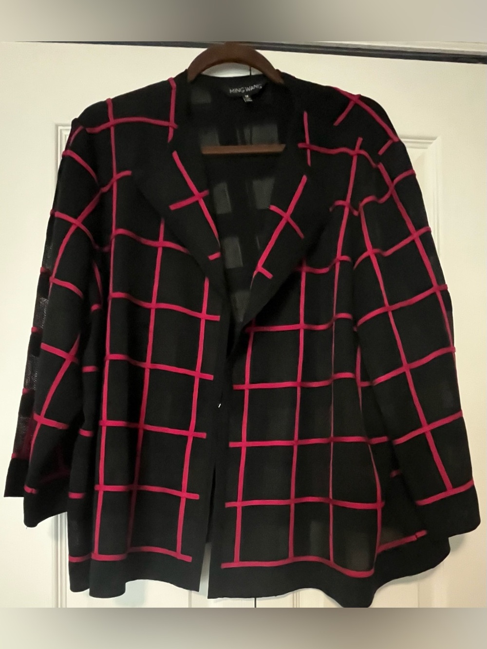 Ming Wang Black Jacket with Pink Grid